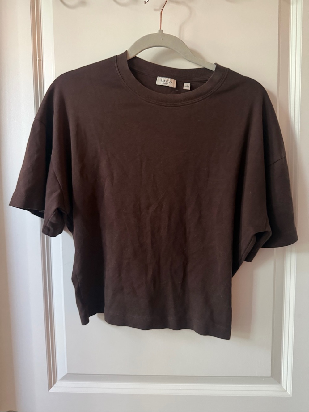 Aritzia Boxy Short Sleeve Tee - Dark Brown